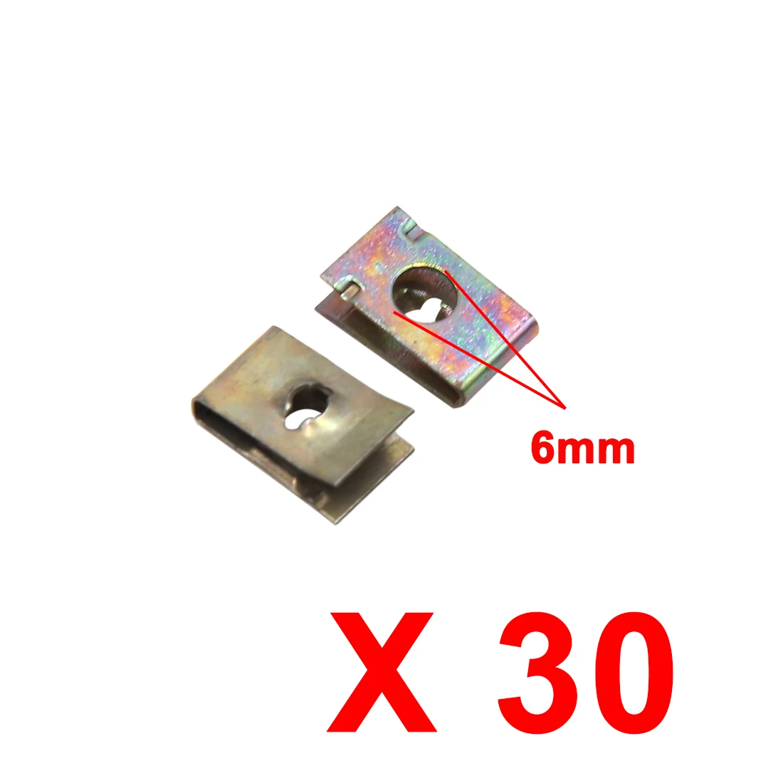 

X Autohaux 30Pcs 6Mm Hole Dia Metal Retainer Car Door Panel Screw U-Type Clips Rivets for Car Interior Moulding