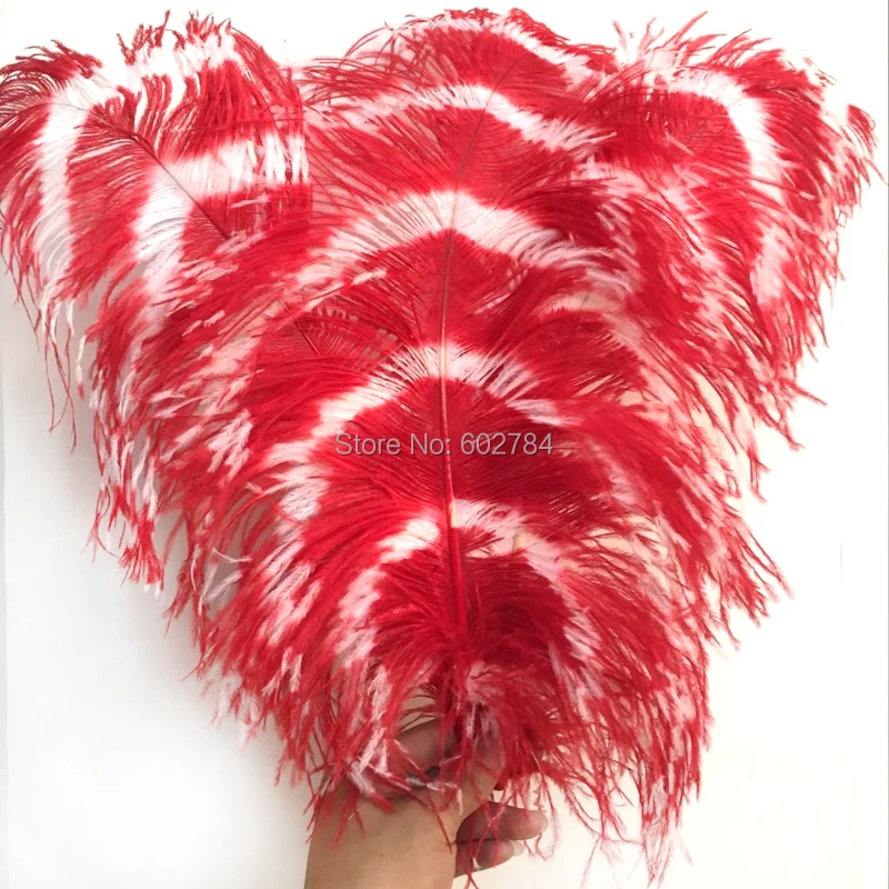 

100pcs 50-55cm 20-22inch Ostrich Feathers 2 tone dyed red and white mulit color assorted ostrich plumage wedding center peices