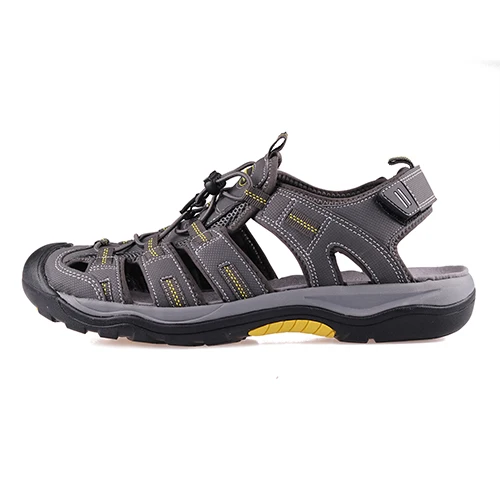 GRITION/мужские уличные сандалии; летняя дышащая пляжная обувь на плоской подошве; удобные мягкие прогулочные треккинговые сандалии; спортивная мужская обувь; - Цвет: GrayYellow1