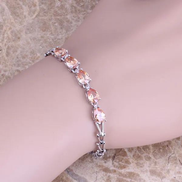 

Divine Brown Morganite 925 Sterling Silver Link Chain Bracelet 7 inch S0388
