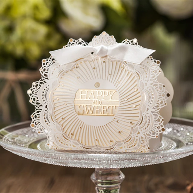 50pcs happy and sweet baby shower elegant candy box wedding