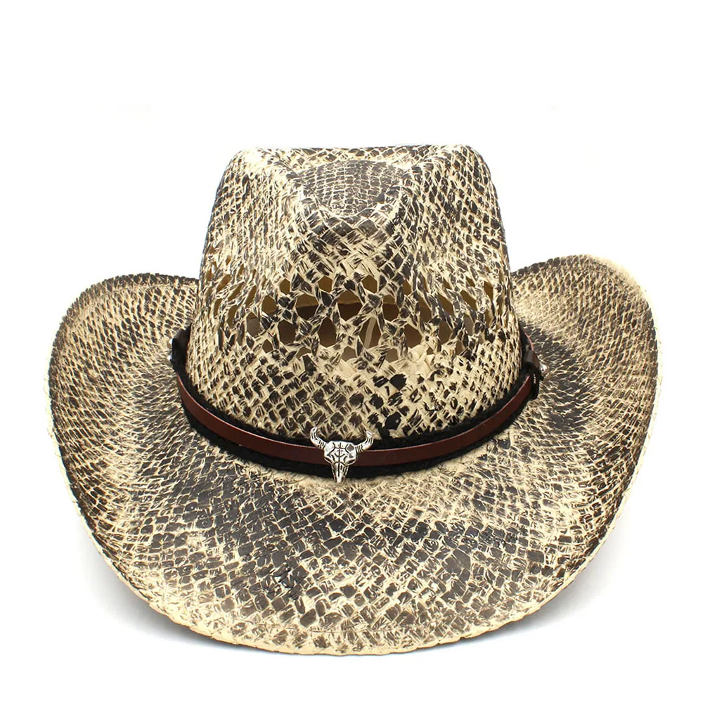 Женская и мужская соломенная шляпа от солнца, ручная работа, плетеные Пляжные шапки Sombrero Hombre, ковбойские джазовые шапки в западном стиле, размер 56-58 см