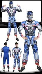 Высокое качество Optimus Prime Шмель Хэллоуин костюм для мужчин мышцы комбинезоны женщин маска взрослых косплэй Маскарад одежда