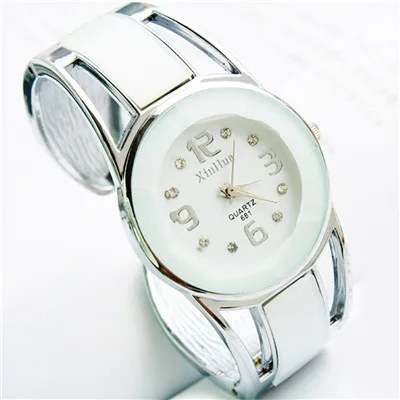 Горячая Xinhua браслет часы женские люксовый бренд нержавеющая сталь циферблат кварцевые наручные часы женские часы reloj mujer montre - Цвет: Белый