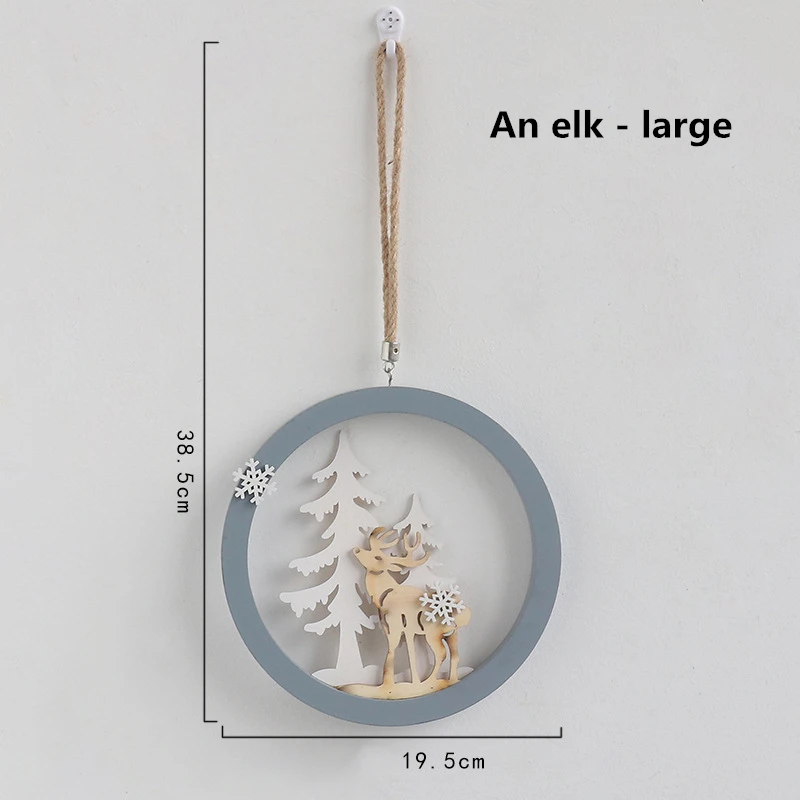 Деревянная подвеска в виде лося, домашнее украшение для рождественской елки, домашняя подвеска, инновационная подвеска, круглая резная подвеска, украшение в виде лося, домашний декор