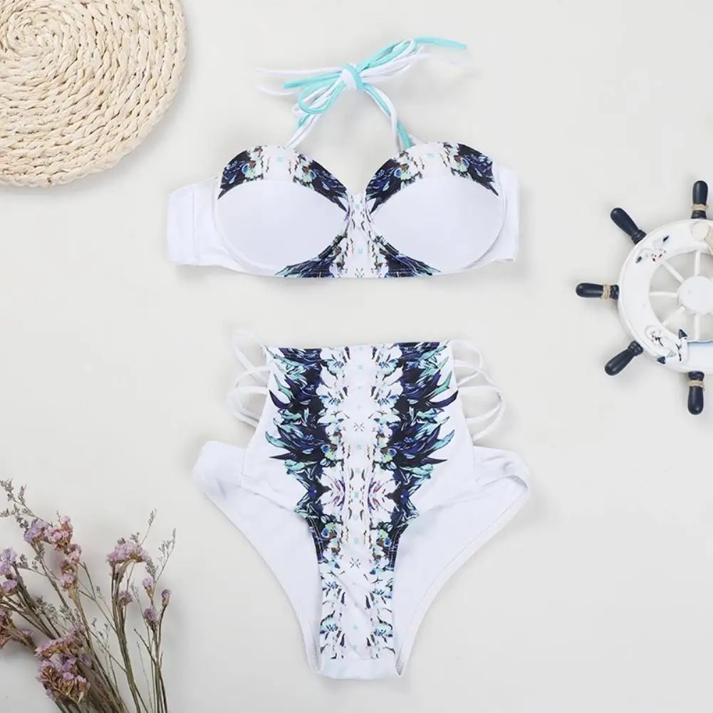 

NEW Floral Print Halter Bandage Push Up Lady Bikini Set High Waist Swimsuit Swimwear