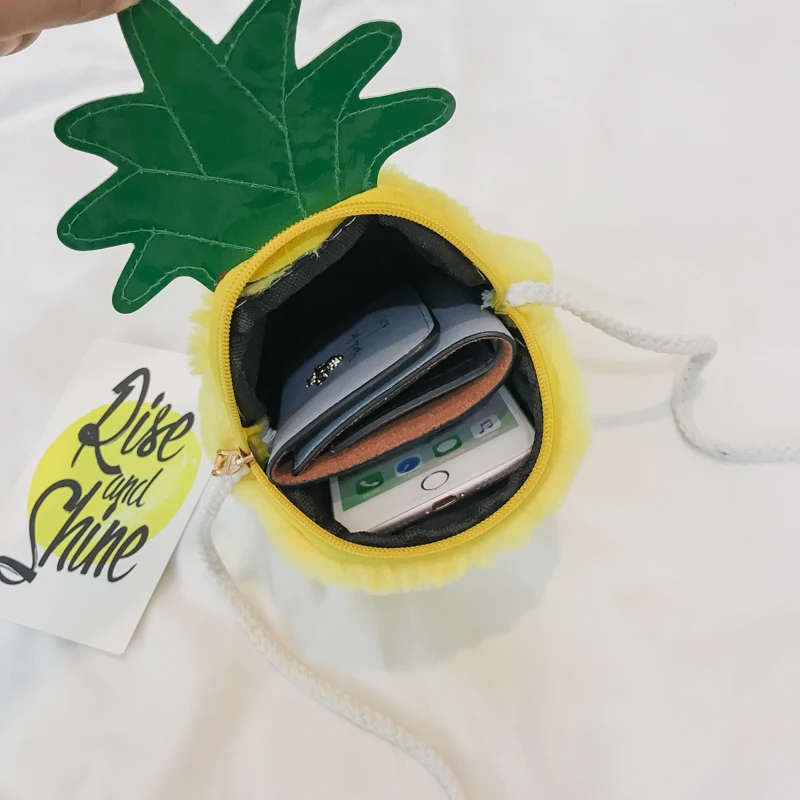 JANESPRI Women Velour CrossBody Bags Pineapple Shaped Box Female Handbags Messenger Bag for Girls Lady Cute Shoulder Bags Bolsas (43)