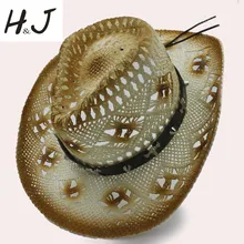 Для женщин Для мужчин соломы Западная Шляпы ковбойские папа сомбреро Hombre шляпу на открытом воздухе летом Пираты пастушка пляжные Защита от солнца Hat