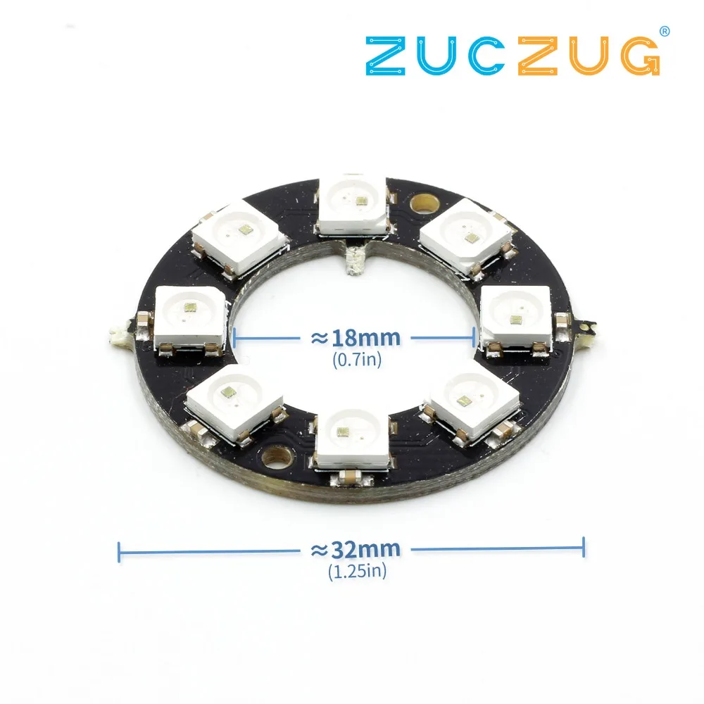 8 Bits WS2812 5050 RGB LED Ring Lamp Light with Integrated Drivers for ...