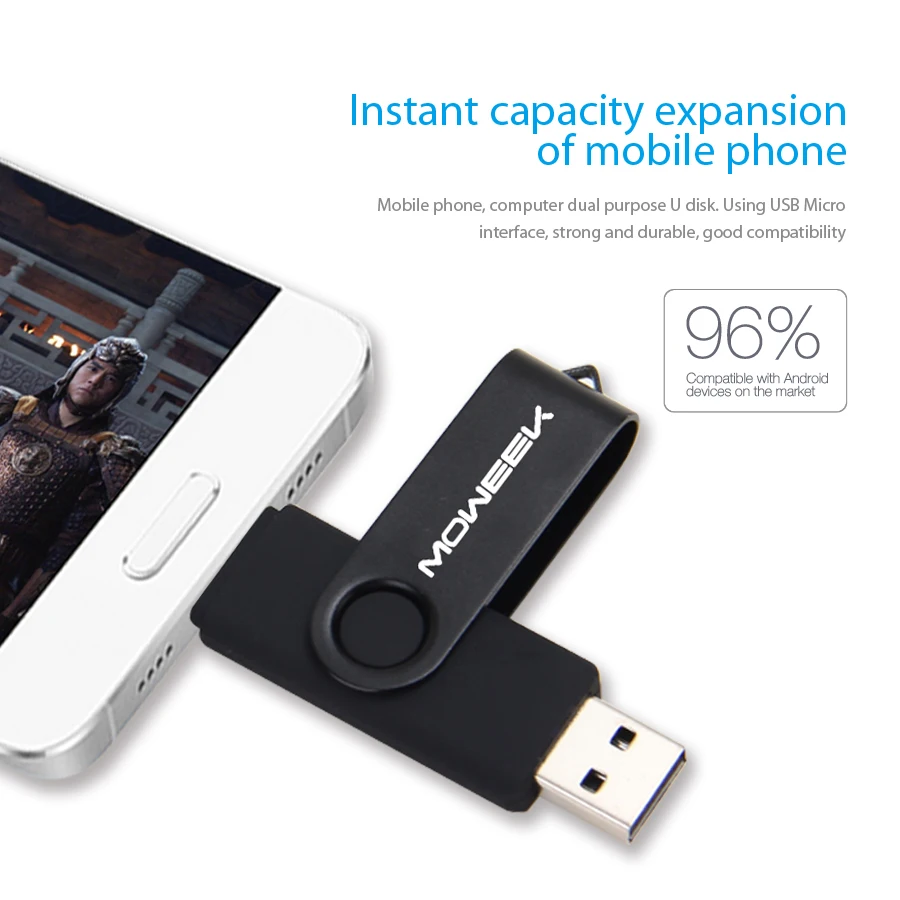 Moweek, модный OTG usb флеш-накопитель, вращающийся u-диск, usb 2,0, флешка, 4 ГБ, 8 ГБ, 16 ГБ, 32 ГБ, 64 ГБ, usb карта памяти для смартфона