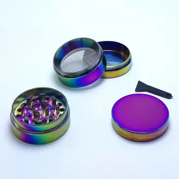 

40MM 4 Layer Zinc Alloy Dazzling Colorful Cigarette Tobacco Grinder Hand Crank Herbal Herb Spice Crusher Mini Muller Shredder Gi