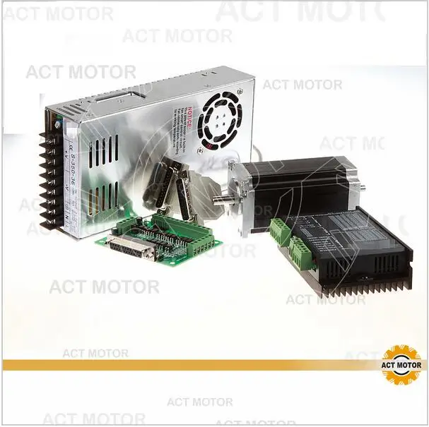 

ACT Motor 1Axis Nema23 Stepper Motor Dual Shaft 23HS2430B 425oz-in 3A 4Leads Bipolar+Driver DM542 128Micro US UK DE FR IT Free