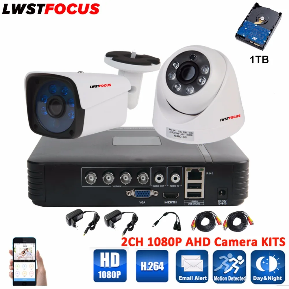 LWSTFOCUS 4CH 1080P HDMI выход DVR комплект система AHD CCTV 2 шт. 1080 P 2.0MP Камера открытый P2P видеонаблюдения Системы