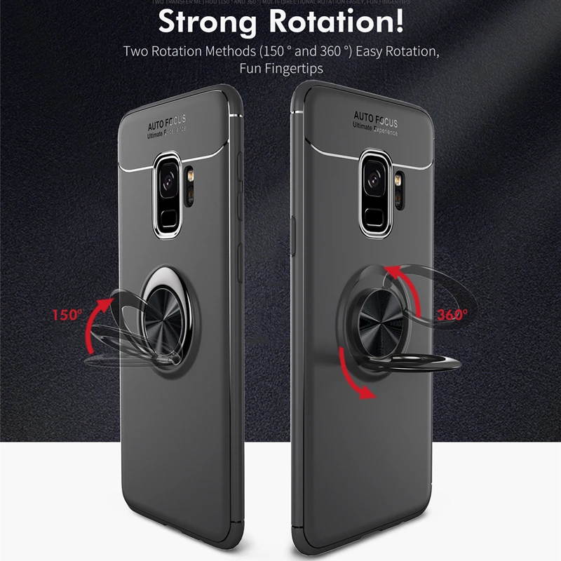 Чехол для samsung Galaxy A7 A9 S7 Edge 8 9 Plus J5 6 7 автомобильный Магнитный присоска кольцо на палец мягкая ТПУ задняя крышка для Note 8 9