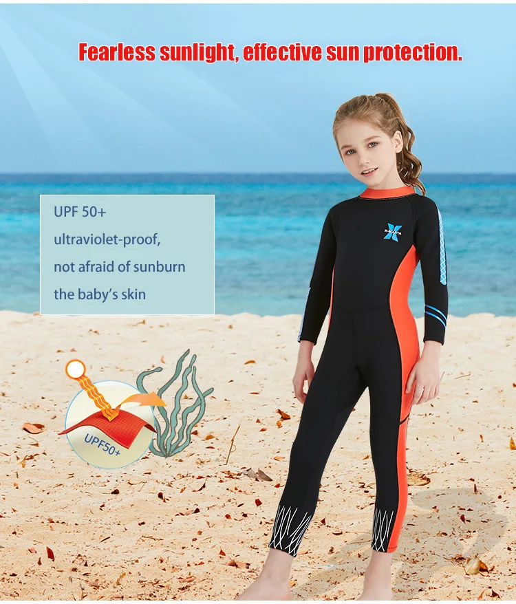 DIVE& SAIL, 2,5 мм, неопреновые, милые, для девочек, термо, гидрокостюмы, для детей, для всего тела, костюмы для дайвинга, для серфинга, купальники, солнцезащитная, сохраняющая тепло одежда