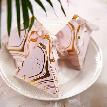 

Gold Conical Marble Candy Box Wedding Favor Boxes Party Gift Bags Wedding Party Supplies Candy Boxes for Wedding Decoration
