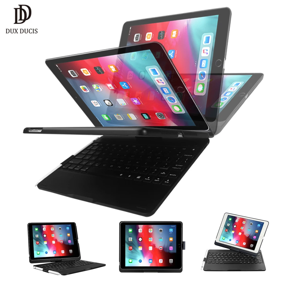 

Keyboard Case for iPad Air 2019 air 3 iPad Pro 10.5 Rotatable Foldable 7 Color Backlit Auto Sleep Wake Pencil Holder Cover
