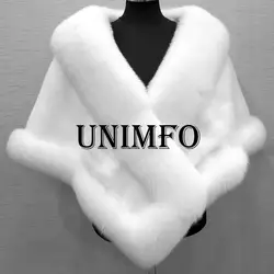 2019 зимнее пальто для свадьбы свадебные искусственный мех обертывания теплые шали Верхняя одежда белый черный Гари Болеро женская куртка