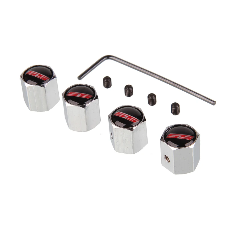 4 Pcs/Set Red SS Anti Theft Car Tire Valve Caps Wheel Tyre Air Cap