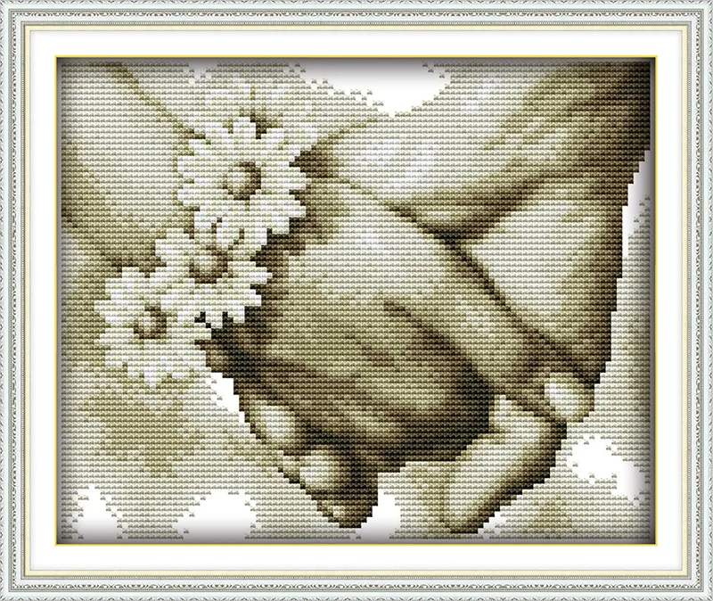 

Happy Hand in hand Printed Canvas DMC Counted Chinese Cross Stitch Kits printed Cross-stitch set Embroidery Needlework