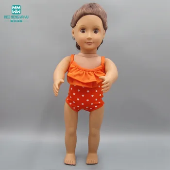 

Doll clothes for 45cm American doll and new born doll accessories orange printed one-piece swim