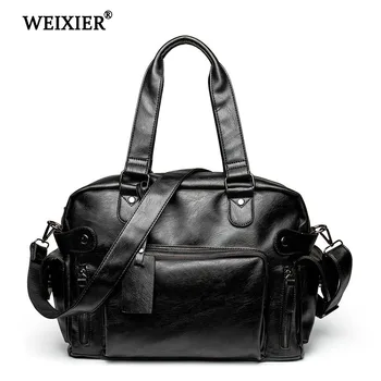 

WEIXIER Men's Microfiber Synthetic Leather Casual Tote Bag Business Shoulder Bag Men's Computer Notebook Large Capacity Tote Bag