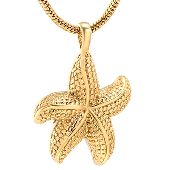 

IJD9738 Mini Cremation Starfish Memorial Ashes Holder Urn Pendant Keepsake Jewelry Star Stainless Steel Cremation Necklace Women