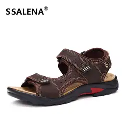 Для мужчин летние дышащие римские сандалии мужские классические туфли на плоской подошве с открытым носком Для мужчин резиновая Мягкая