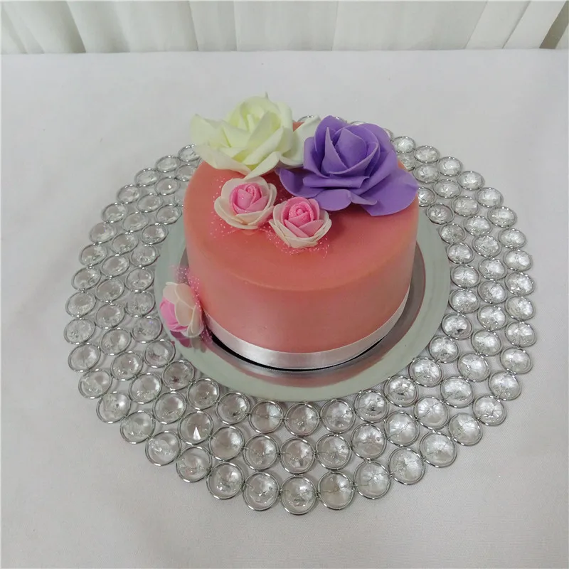 10pcs Lot Romantic Wedding Round Glass Charger Plates With Crystal