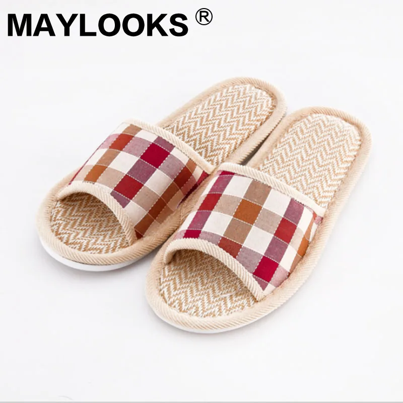 

New British women linen plaid slippers cotton drag linen couple indoor slippers sandals and slippers (can be wholesale) CTC01