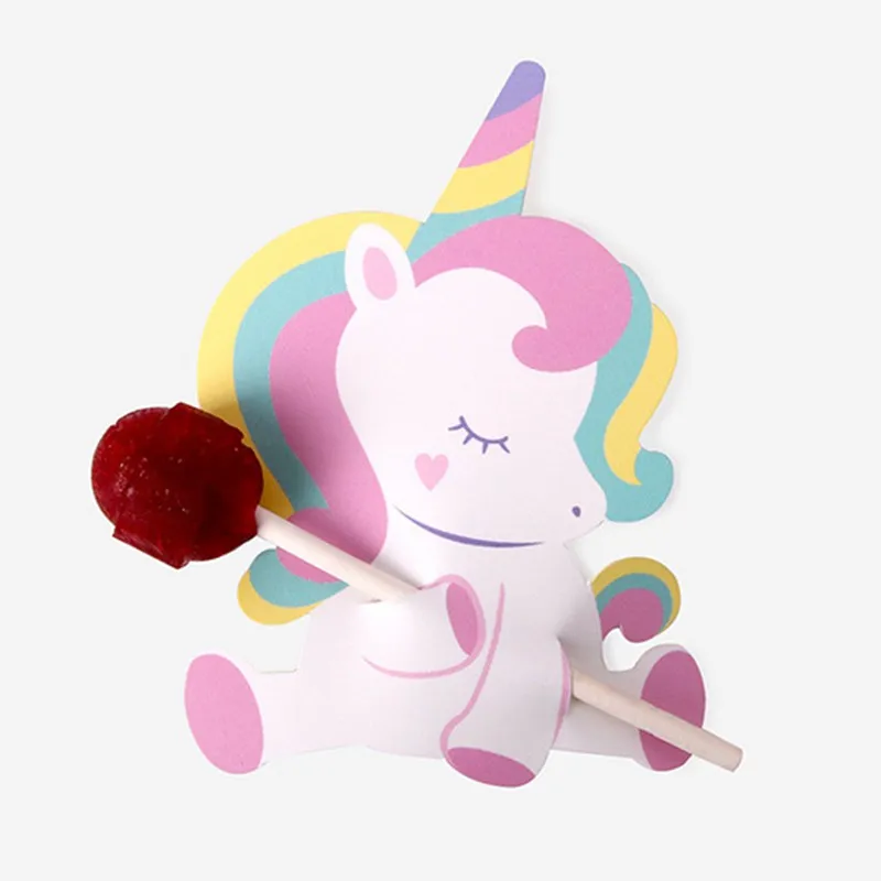 

unicorn Kids Birthday Card DIY Gift Decorations Paper Cards Cute reward and Message Card Lollipop Cards 50pcs/Lot