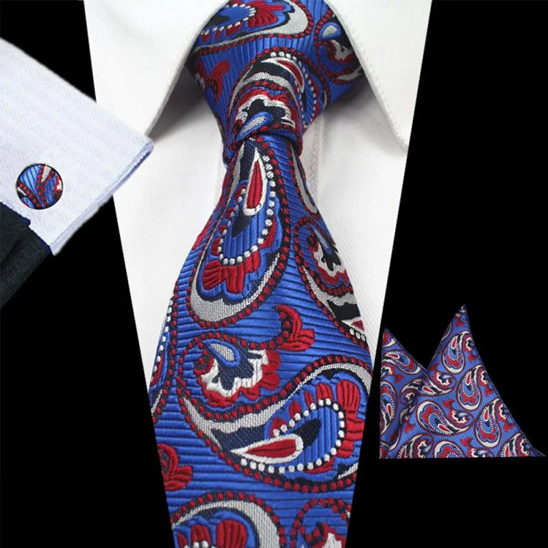 Для мужчин s галстук Мода Пейсли шелк жаккард тканый галстук, Запонки Наборы для Для Мужчин's Бизнес Свадебная вечеринка 16 видов стилей
