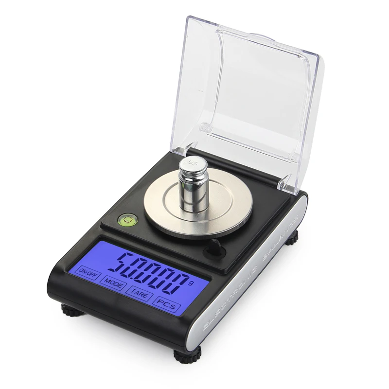 고정밀 50g 0.001g 실험실 균형 LCD Milligram 보석 다이아몬드 골드 연구소 규모 전자 그램 계산 0.001