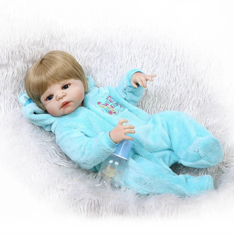 

56cm Reborn Doll Full Body Vinyl Jointed Lifelike Baby Kids Playmate Photography Props S7JN