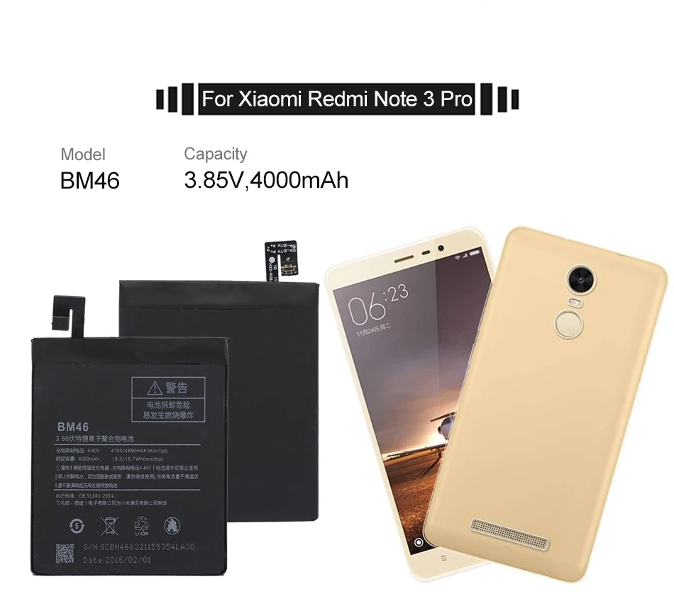 BM46 Аккумулятор для Xiaomi Redmi Note 3/Pro реальная емкость 4000 мАч Замена литий-ионная батарея+ инструмент