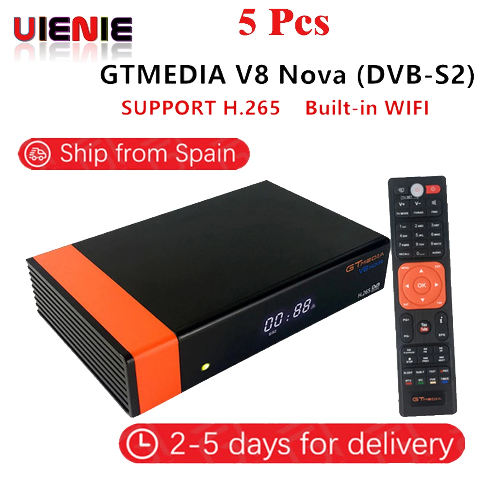 

5Pcs/lot Gtmedia V8 NOVA same as V9 SUPER DVB S2 satellite receiver Builtin wifi support H.265, AVS same as at V8 super