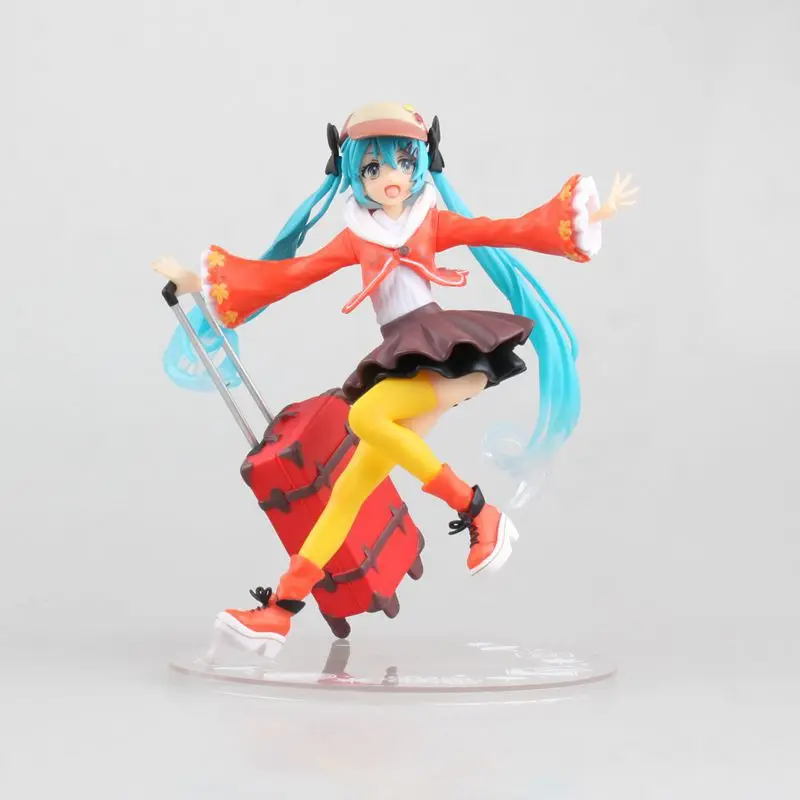 

17cm Girl Anime figure Hatsune Miku Autumn clothing Suitcase Ver. PVC Action Figure Collection Model Toy
