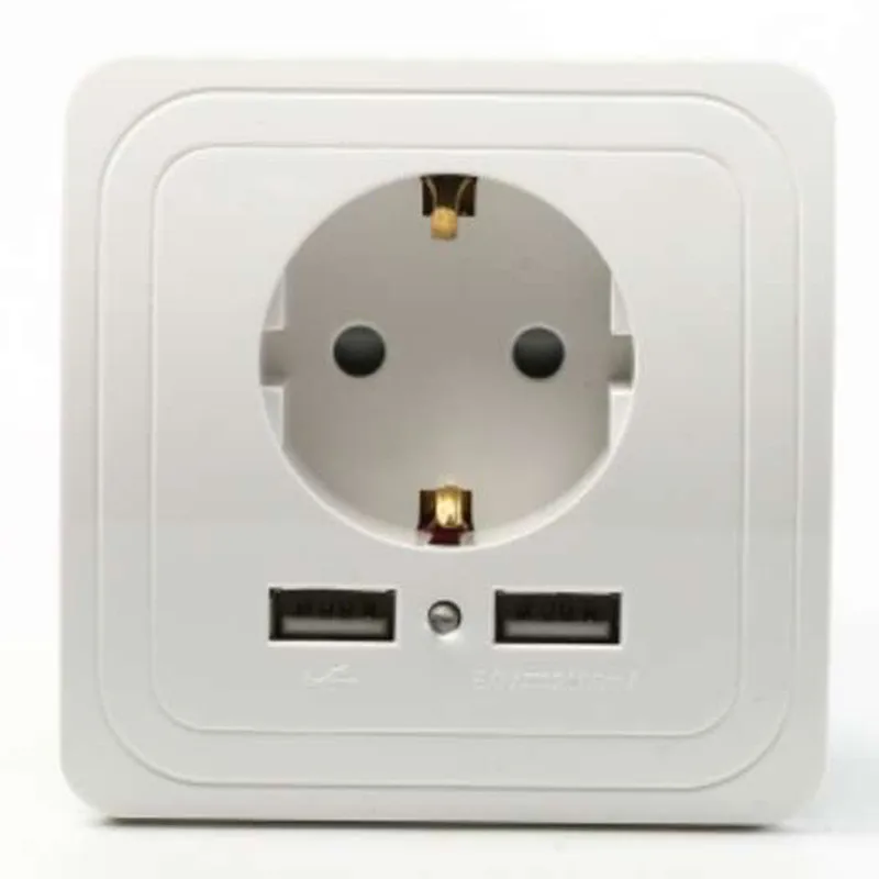 

Youngable Smart Home Best Dual USB Port 2400mA Wall Charger Adapter 16A EU Standard Electrical Plug Socket Power Outlet Panel