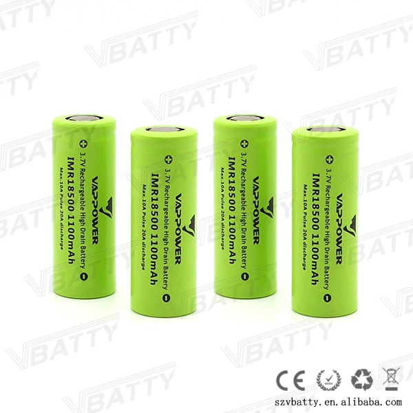 Vappower IMR 18500 1100mah 10A 8
