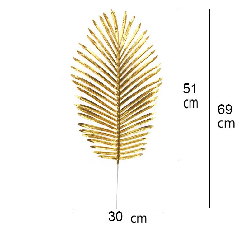 Золотые листья в форме Панциря Черепахи искусственные Пальмовые Листья рассеянный хвост лист DIY свадебный Декор для дома сада день рождения искусственные листья - Цвет: golden 05   51cm