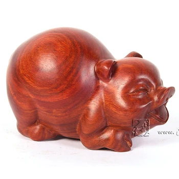 

Lucky Pig Carving Crafts Rosewood Home Table Decorations Hotel Solid Wood Garniture Office Desk Ornament Desktop Antique Article