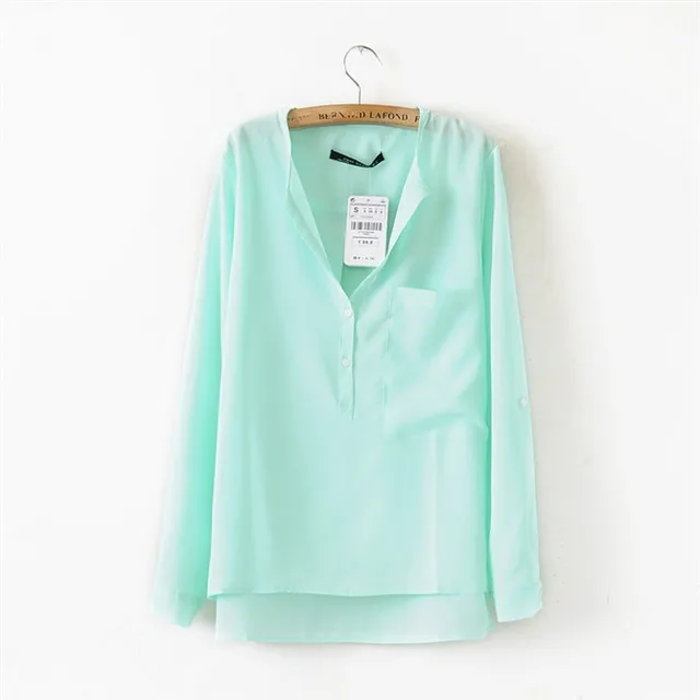 7 Colors Women's Spring Summer Clothes Long Sleeve Chiffon Blouse
