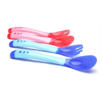 

New Style Safety Baby Temperature Sensing Spoon Flatware Feeding Spoon 30 pcs/lot mix