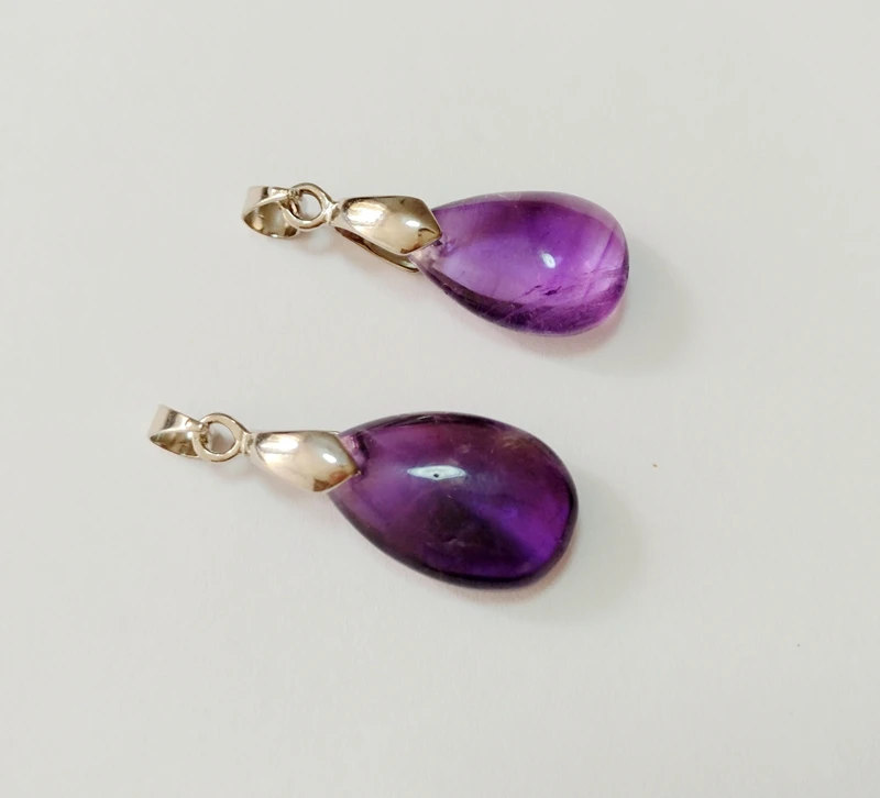 

2pcs/lot Semi Stone Natural Amethyse Pendant,Good quality Purple Crystal Quartz Amethyste Drop pendant, size approx 10-16mm