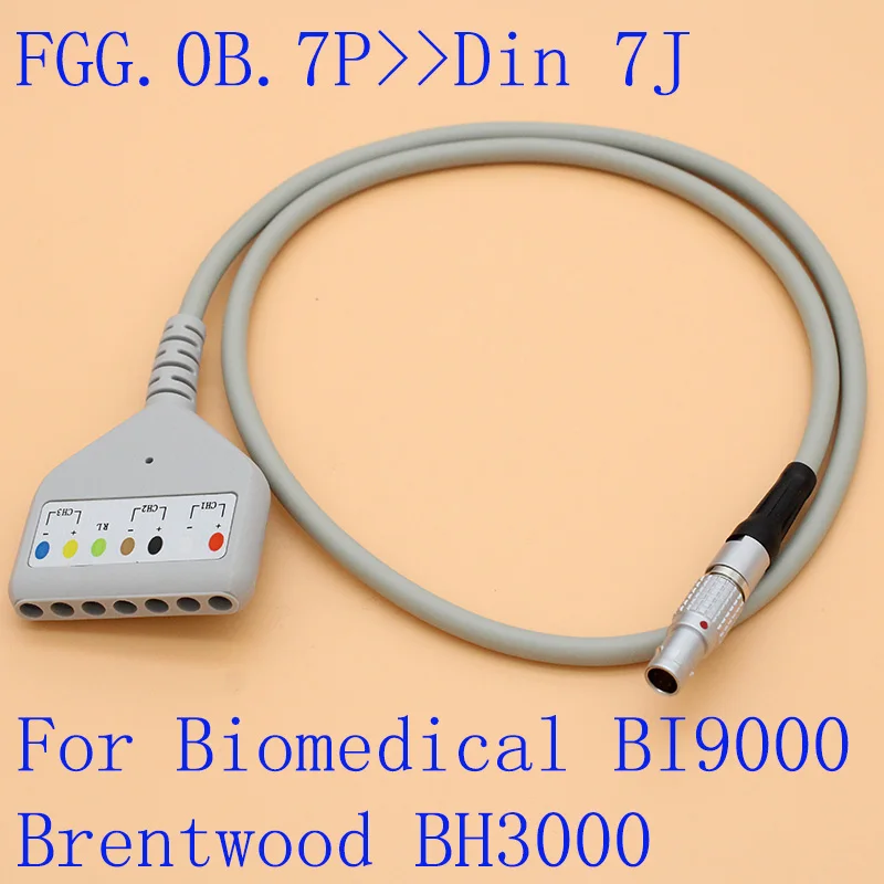 Нажимной самоблокирующийся кабель FGG.0B.7P к din 7 свинцовый ЭКГ holter многоканальный