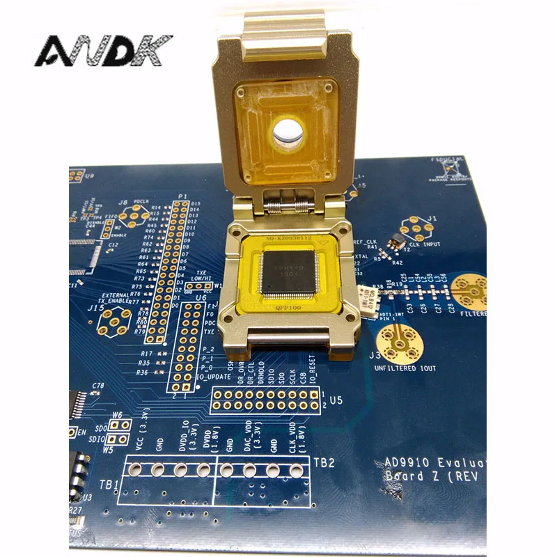 

QFP100 IC test fixture Pogopin Contact Type Clamshell Structure