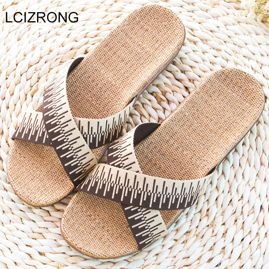 

LCIZRONG Summer New Bohemia Beach Slipper For Men Gradient Basic Couple Unisex Women Male Home Shoes Bathroom Linen Slippers