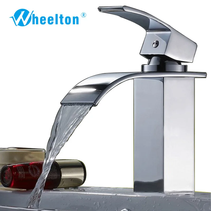 Bathroom Waterfall Faucet Basin Single Hole Brass Vanity Vessel Sinks Mixer Cold And Hot Water Tap Deck Mount | Обустройство дома