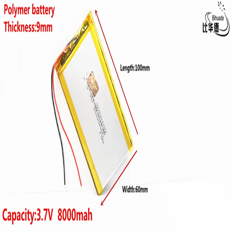 Литровая энергетическая батарея хорошего качества 3,7 в, 8000 мАч 9060100 полимерная литий-ионная/литий-ионная батарея для планшетных ПК банка, gps, mp3, mp4