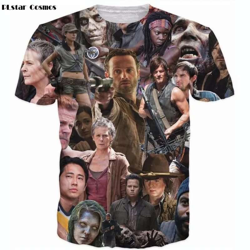 Футболка Харадзюку, футболка для ходячих мертвецов Rick Grimes Carl Daryl Michonne Zombies, 3D принт, креативные футболки с рисунком для мужчин/женщин